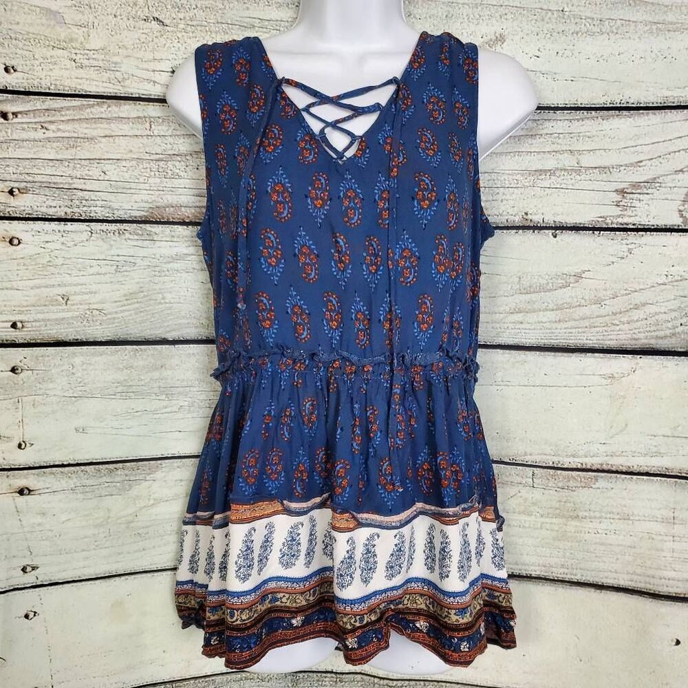 Maurices Women’s Blue Boho Sleeveless Top Size M